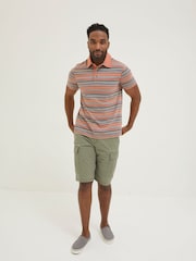 FatFace Orange Penzance Stripe Polo Shirt - Image 3 of 6