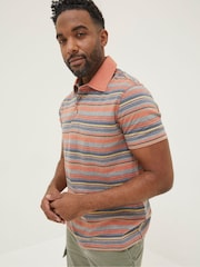 FatFace Orange Penzance Stripe Polo Shirt - Image 4 of 6