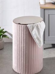Blush Pink Stella Velvet Laundry Hamper - Image 1 of 10