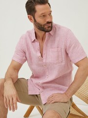 FatFace Pink Stripe Linen Shirt - Image 4 of 5