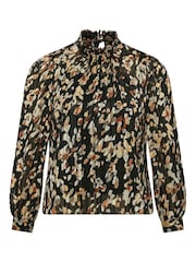 M&Co Petite Black Foil Markings Blouse - Image 3 of 3
