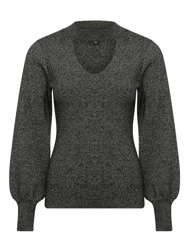 M&Co Black Metallic Fibre Cut Out Jumper - Image 2 of 4