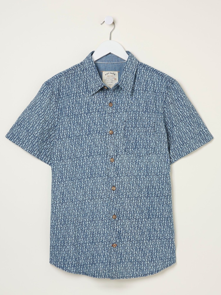 FatFace Blue Shell Print Shirt - Image 6 of 6