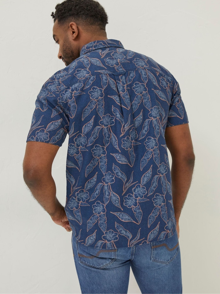 FatFace Blue Hibiscus Print Shirt - Image 2 of 6