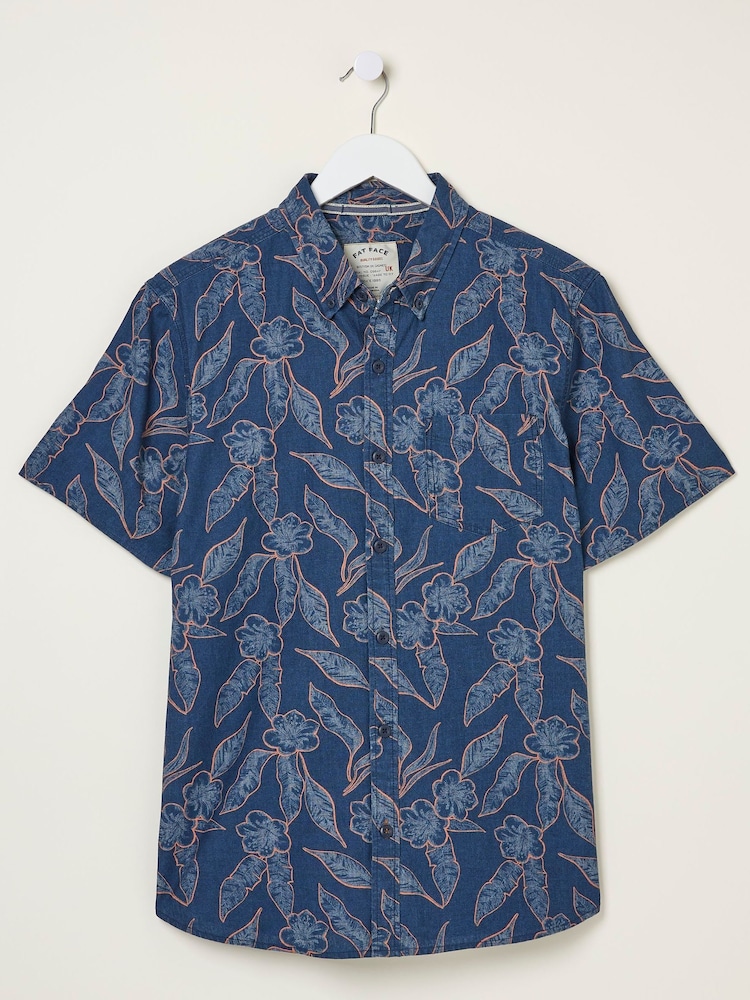 FatFace Blue Hibiscus Print Shirt - Image 6 of 6
