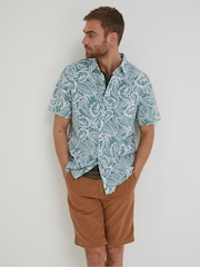 FatFace Green Bugle Palm Print Shirt - Image 1 of 5