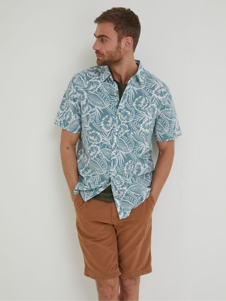 FatFace Green Bugle Palm Print Shirt - Image 1 of 5