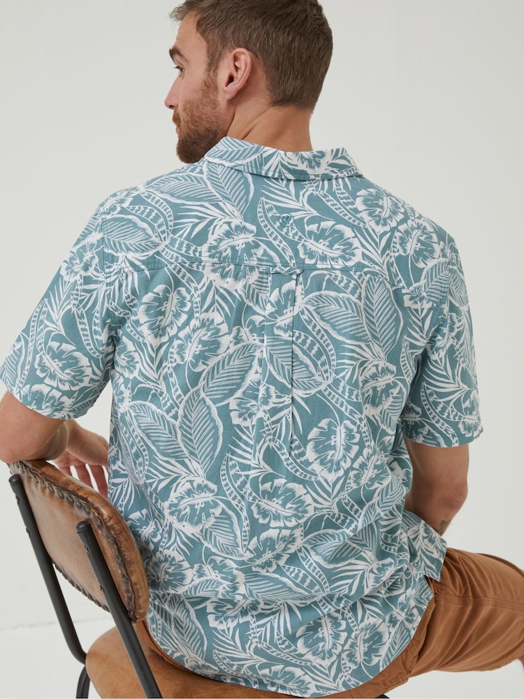 FatFace Green Bugle Palm Print Shirt - Image 2 of 5