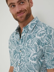 FatFace Green Bugle Palm Print Shirt - Image 3 of 5