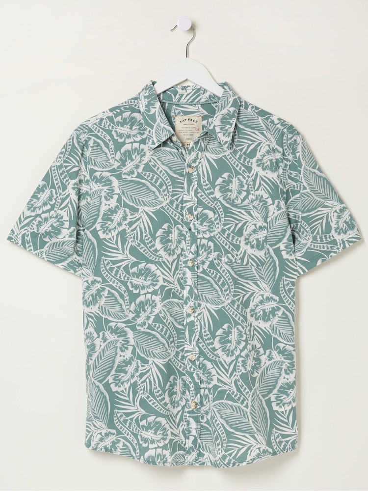 FatFace Green Bugle Palm Print Shirt - Image 5 of 5