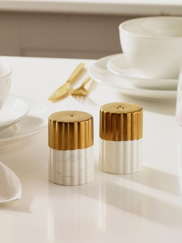 Gold/Marble Valencia Salt and Pepper Shaker Set - Image 1 of 3