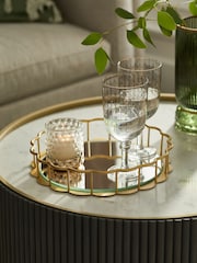Gold Scalloped Metal Edge Mirror Tray - Image 1 of 5