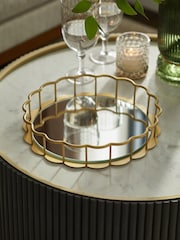 Gold Scalloped Metal Edge Mirror Tray - Image 2 of 5