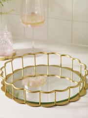 Gold Scalloped Metal Edge Mirror Tray - Image 4 of 5