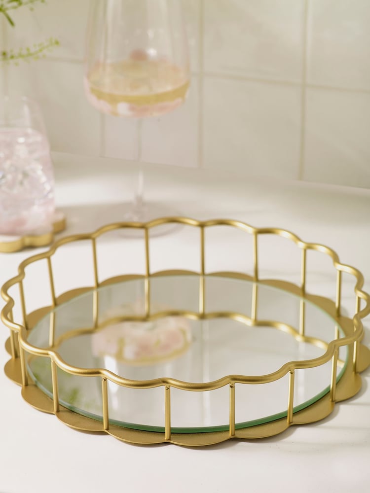 Scalloped Metal Edge Mirror Tray - Image 4 of 5