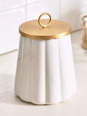 White/Gold Valencia Marble Storage Jar - Image 3 of 5