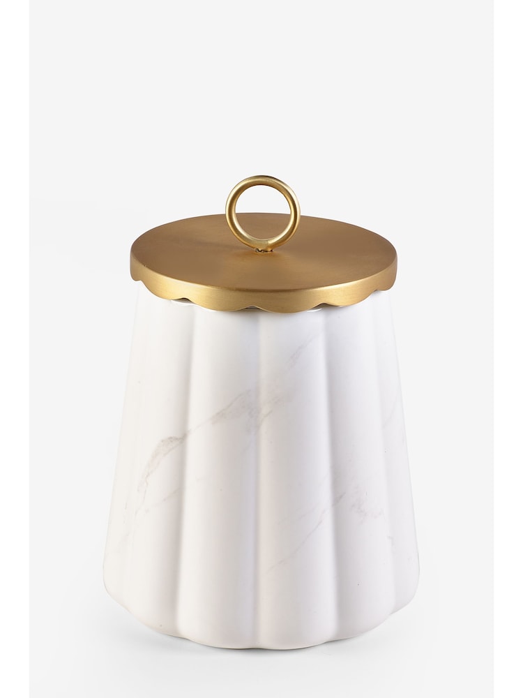 White/Gold Valencia Marble Storage Jar - Image 5 of 5