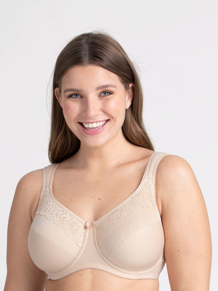 Miss Mary of Sweden Nude Cotton Now Minimiser Underwired Bra - Image 1 of 1 Miss Mary of Sweden Nude Cotton Now Minimiser Underwired Bra - Image 1 of 1