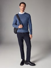 Mid Blue Crew Neck Regular Soft Touch Knit Jumper - Image 2 of 6