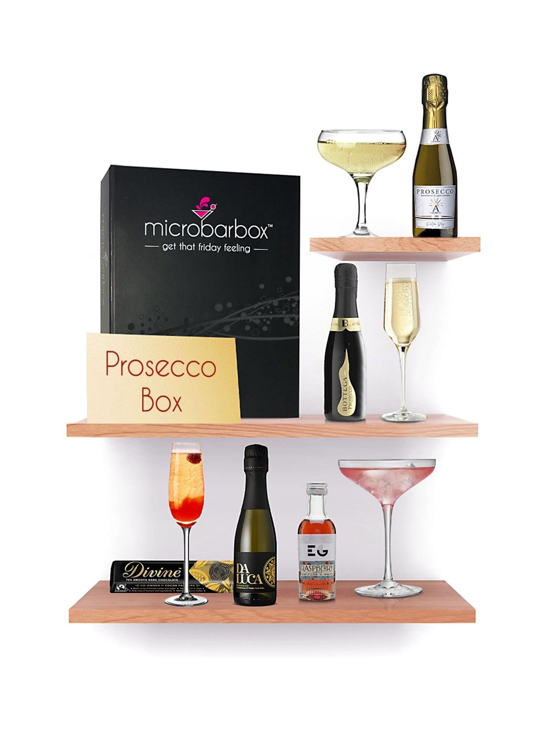 MicroBarBox Prosecco Cocktail Gift Set with Raspberry Gin and Chocolates