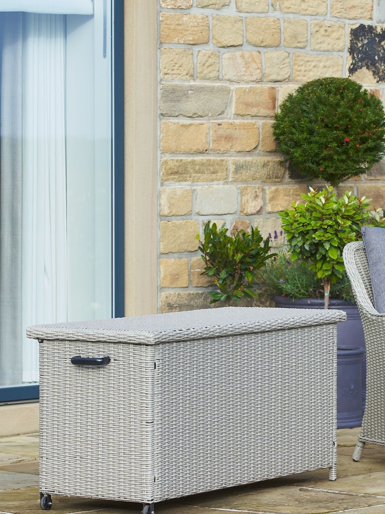 Pacific Stone Grey Small Rattan Effect Garden Cushion Storage Box - Image 1 of 8