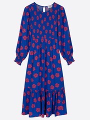 Anorak Blue Posy Ecovero Shirred Midi Dress - Image 5 of 5