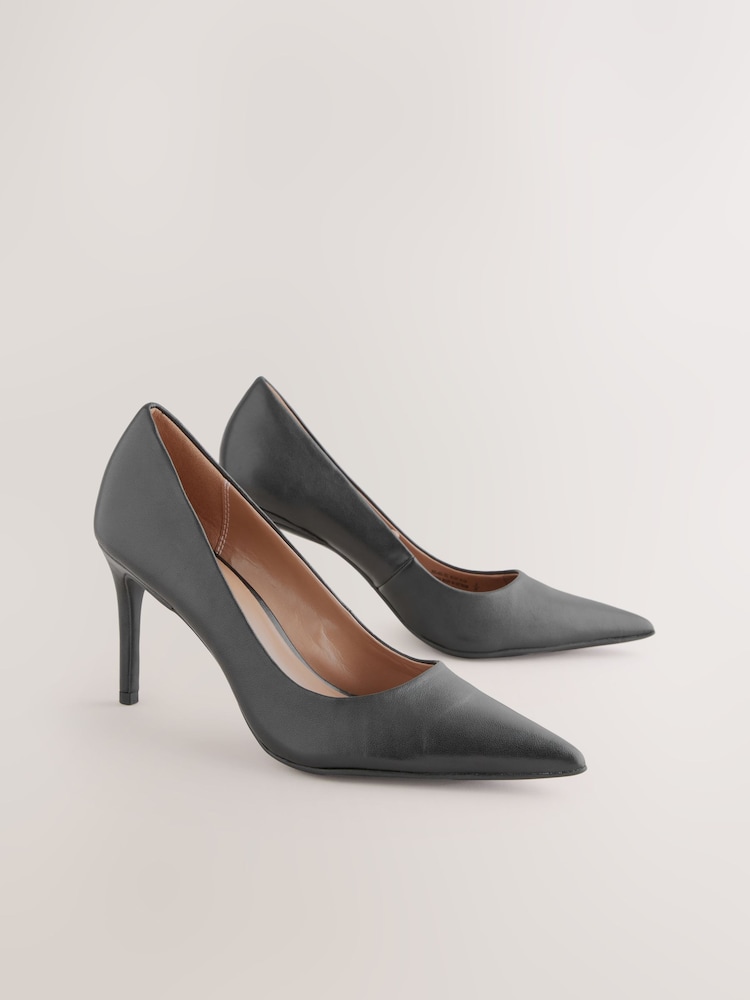 Black Standard/Wide Fit Forever Comfort® Leather Mid Court Shoes - Image 1 of 5