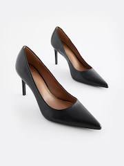Black Standard/Wide Fit Forever Comfort® Leather Mid Court Shoes - Image 2 of 5