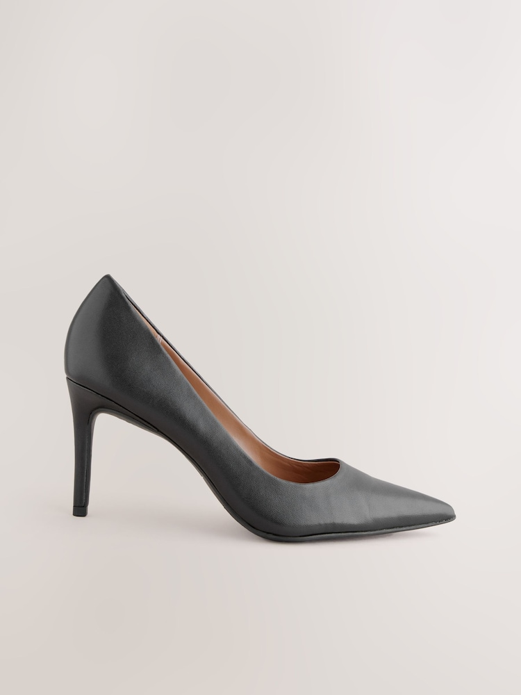 Black Standard/Wide Fit Forever Comfort® Leather Mid Court Shoes - Image 2 of 5