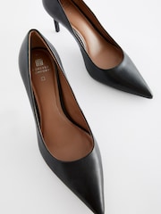 Black Standard/Wide Fit Forever Comfort® Leather Mid Court Shoes - Image 3 of 5