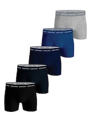 Bjorn Borg Blue and Grey Cotton Stretch Boxer 5 Pack - Image 1 of 6