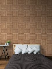 Hoopla Walls Oak Square Slat Wallpaper - Image 1 of 2