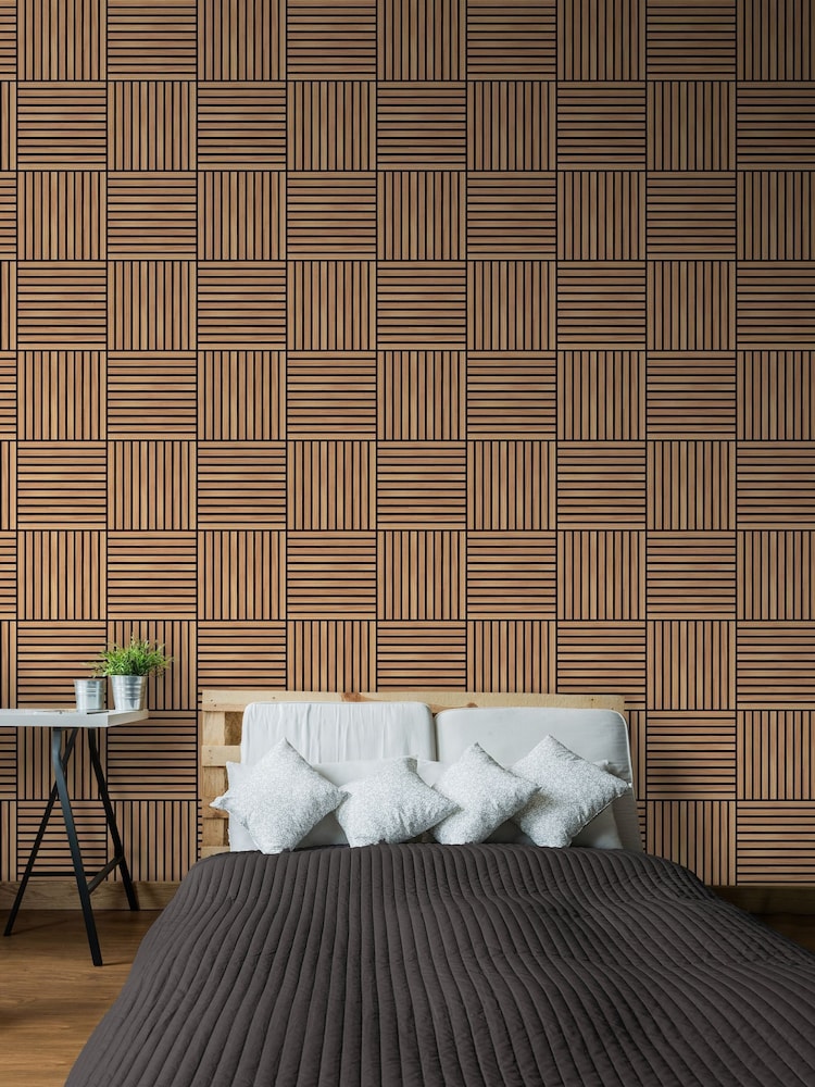 Hoopla Walls Oak Square Slat Wallpaper - Image 1 of 2