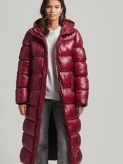 Superdry Pink XPD Sports Longline Puffer Coat - Image 1 of 3