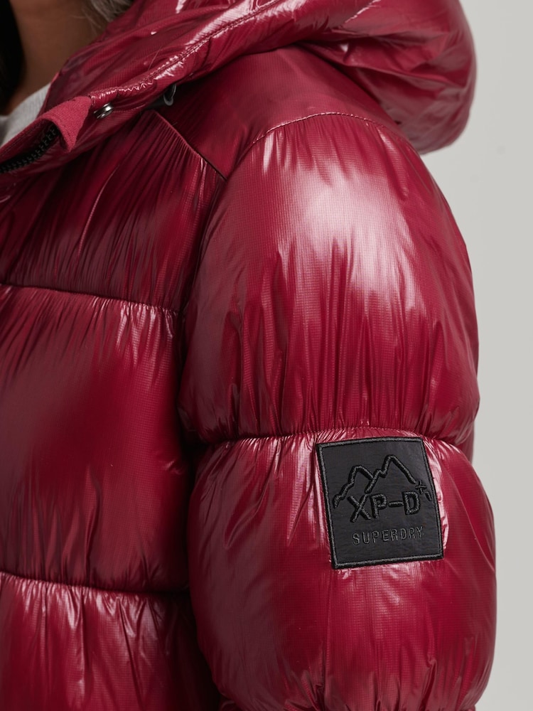 Superdry Pink XPD Sports Longline Puffer Coat - Image 3 of 3