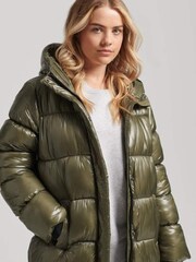 Superdry Green XPD Sports Longline Puffer Coat - Image 3 of 4
