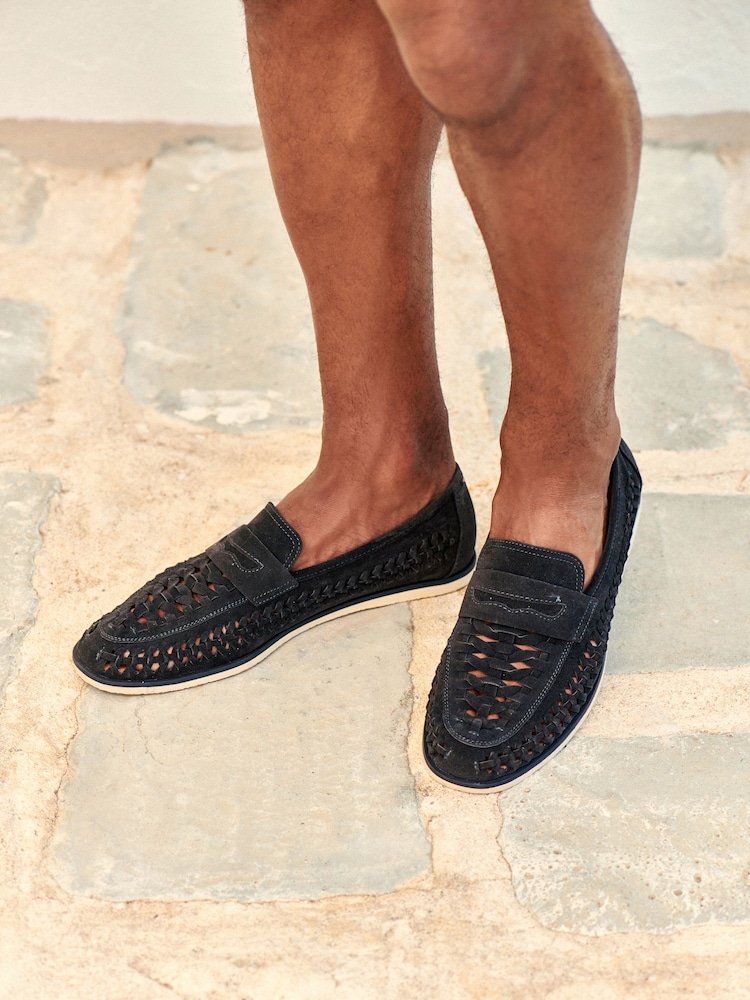 Navy Blue Weave Loafers - Image 1 of 7