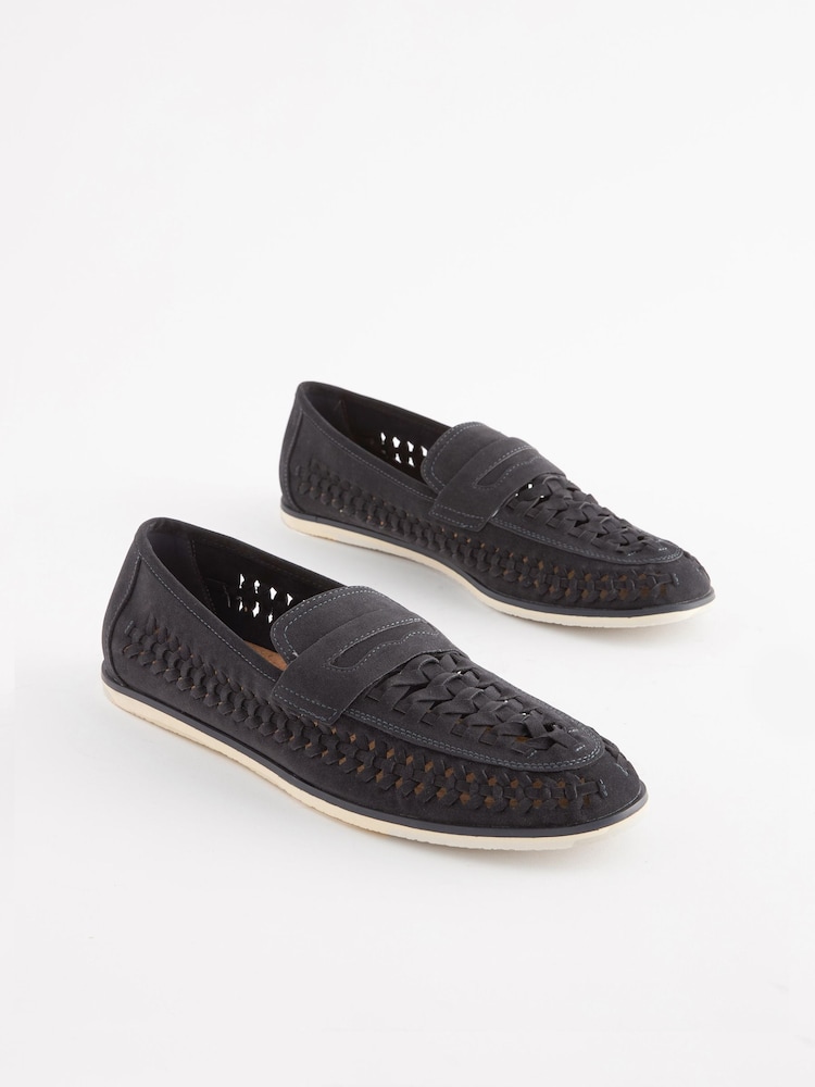 Navy Blue Weave Loafers - Image 2 of 7