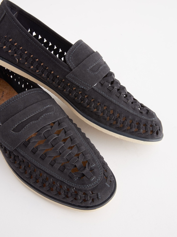 Navy Blue Weave Loafers - Image 4 of 7