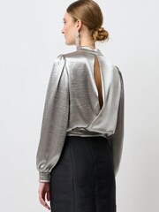 Bruuns Bazaar Grey Edelweiss Cajsa Pearl Button Blouse - Image 3 of 3