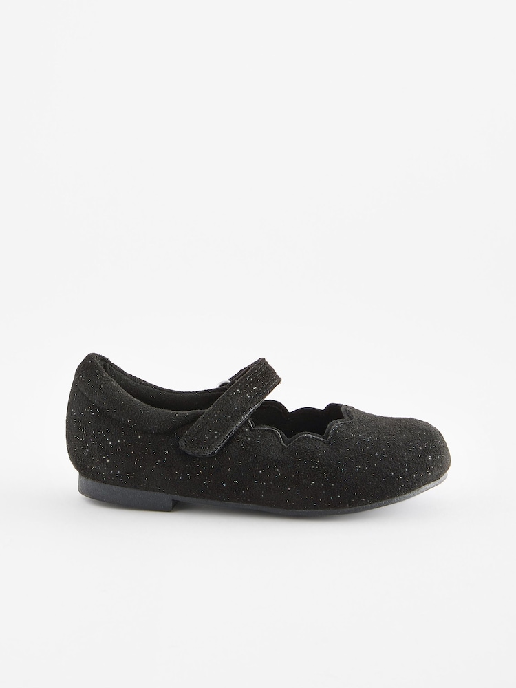 Black Shimmer Scallop Mary Jane Shoes - Image 2 of 5