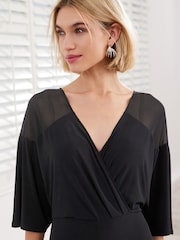Black Woven Mix Short Sleeve Jumpsuit - Image 3 of 4