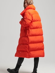 Superdry Orange Longline Puffer Coat - Image 2 of 3