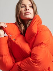 Superdry Orange Longline Puffer Coat - Image 3 of 3