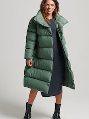 Superdry Green Longline Puffer Coat - Image 2 of 3