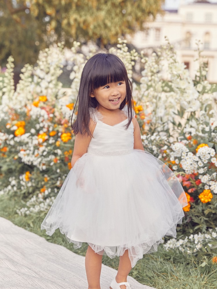 Ivory Cream Embellished Tulle Bridesmaid Dress (3mths-8yrs) - Image 1 of 8