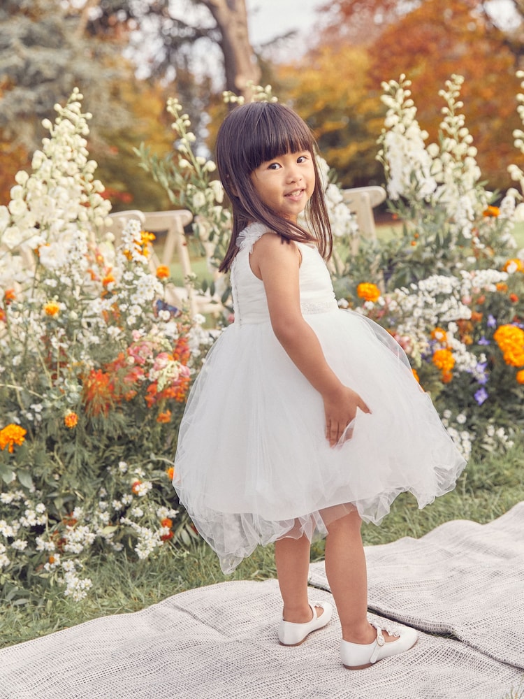 Ivory Cream Embellished Tulle Bridesmaid Dress (3mths-8yrs) - Image 2 of 8