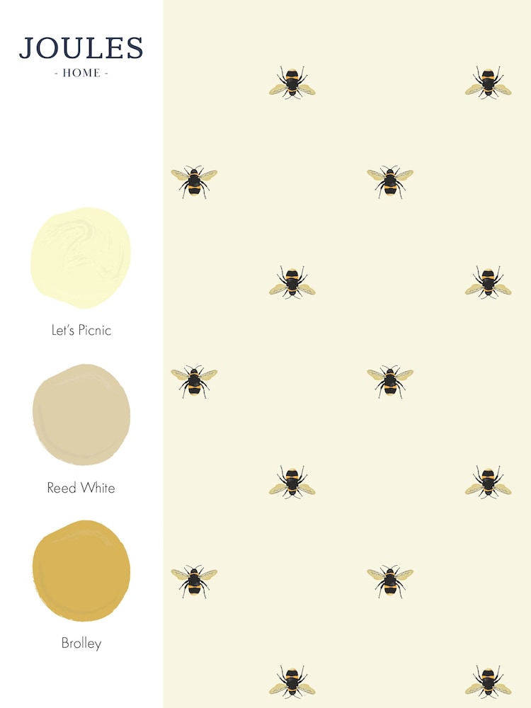Joules Creme Botanical Bee Wallpaper Sample Swatch - Image 3 of 3