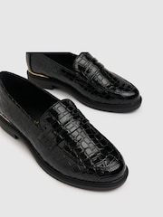 Schuh Lenzo Lack-Slipper in Kroko-Optik, Natur - Bild 3 von 4