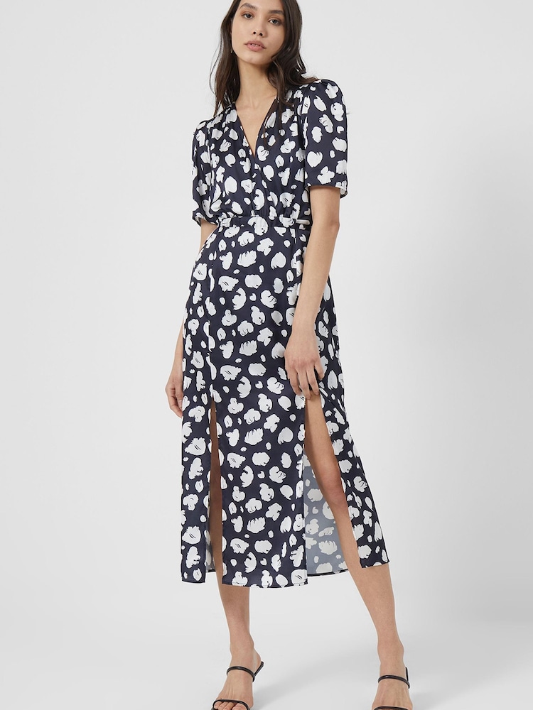 French Connection Aimee Inu Blue Front Slit Dress - Image 1 of 4